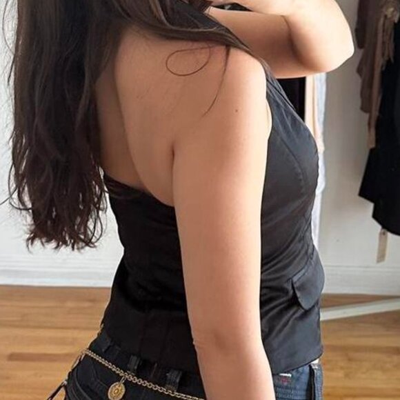 Vintage Dynamite satin buttoned halter vest - Picture 2 of 2